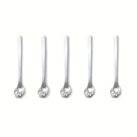 1/5pcs, Stainless Steel Hollow Out Kawaii Cat Claw Spoon, Mixing Spoon, Cake Dessert Spoon, Cookie Mold (Items: Hollow Cat Claw Spoon, Quantity: 5pcs)