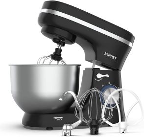 KUPPET Stand Mixer, 8-Speed Tilt-Head Electric Food Stand Mixer with Dough Hook, Wire Whip & Beater, Pouring Shield, 4.7QT Stainless Steel Bowl R (Color: Black)
